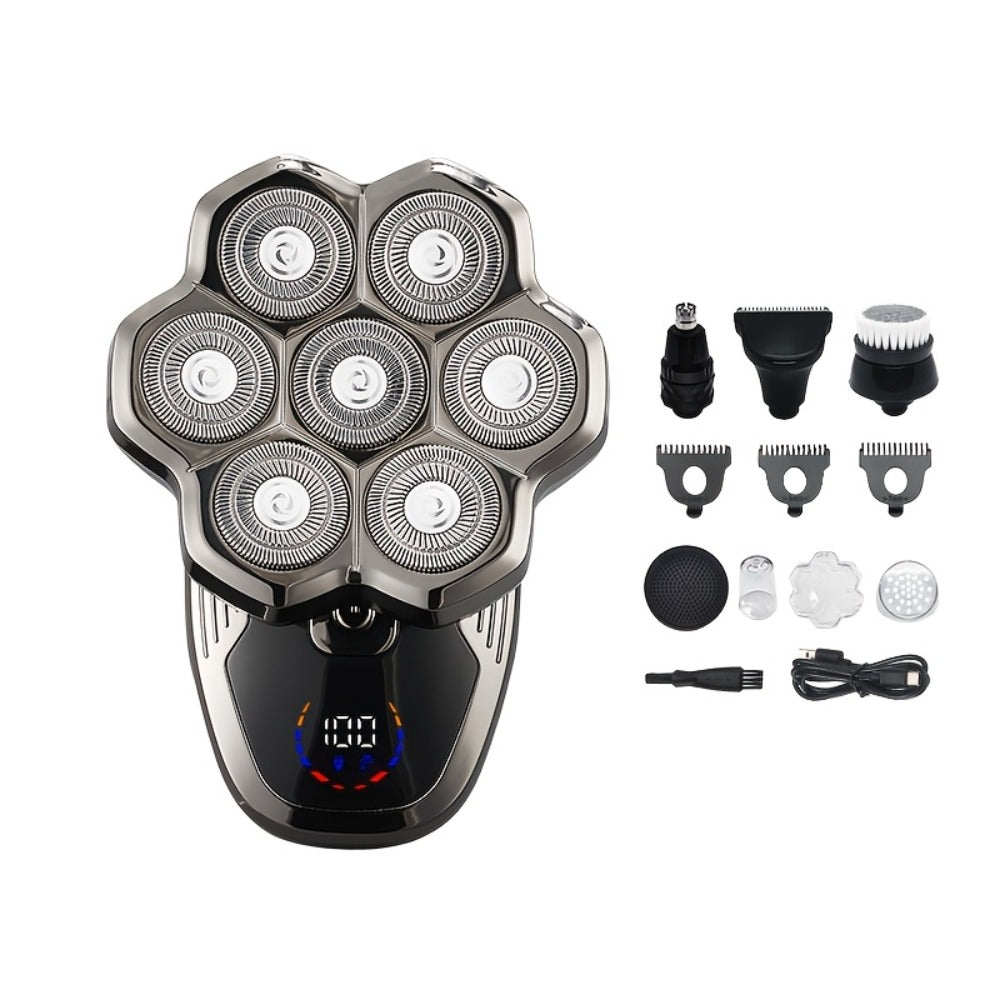 9D Upgraded Version, Men's Electric Shaver, IPX5 Waterproof Wet And Dry Double Shaving, LED Screen Display+USB-C Fast Charging, 9/7 Rotary Cutter for Bald Head, Nose Hair Trimming+Cleansing Massage Set