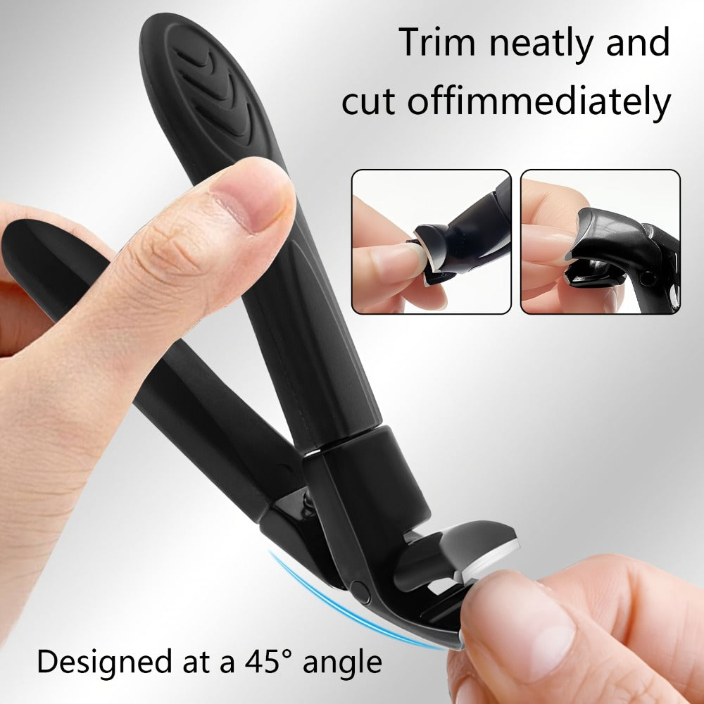 7pcs Heavy-Duty Toenail Clipper Set for Seniors - Angled and Curved Blades, Splash Guard, Long Handle, Includes Nail File, Professional Pedicure Tool Kit, Nail Clippers