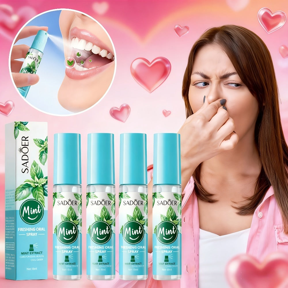 Fresh Breath Spray with Mint & Tea Tree Essence — Portable Compact Oral Freshener for On-the-Go Use, Available in 2-Pack & 4-Pack, Ideal Gift for Any Occasion
