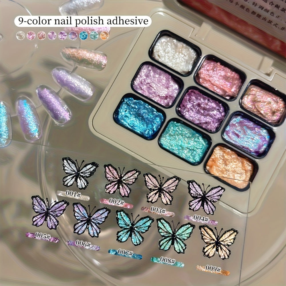 MORDDA 9pcs Gel Polish Set, Alcohol-Free Nail Art Gel, Firm Pat Glue, Salon & Home Use, Ideal Christmas Gift for Women