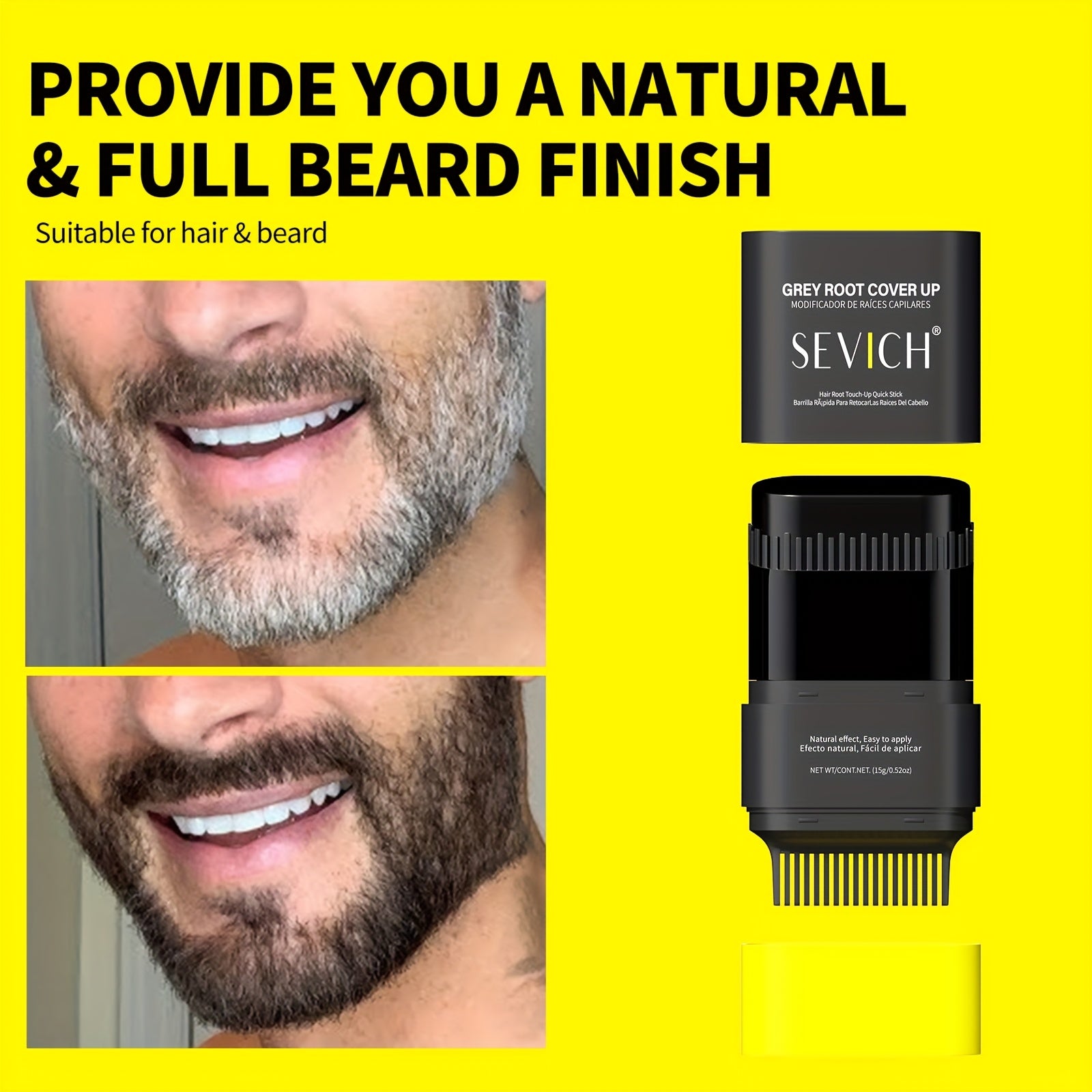 [Local Warehouse]Sevich Beard Dye Pen Disposable Washable Beard Hair Color Stick, Temporary Hair Cover Up for Men Gifts 2 In1 Hair Dye Stick Pen Brush Lasting Waterproof Men'S Beard Filling Powder Pen Natural Gentle Look for Man Mustache Styling