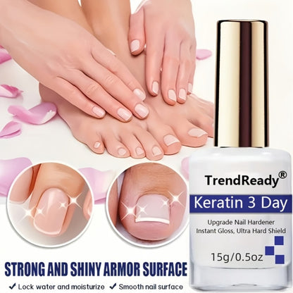 Nail Strengthener Oil 2 Pack - Vitamin E 4-in-1 Natural Protein Hardener for Weak Splitting Nails, Fast Dry Keratin Nail Care Treatment, Alcohol-Free Manicure Nail Polish Care, 2x15ml Bottles