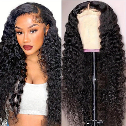 Jerry Curly Lace Closure Wig Human Hair Glueless Pre Cut Pre Plucked Wear and Go Natural Color All Skin Tones Women Men 14-24 Inch