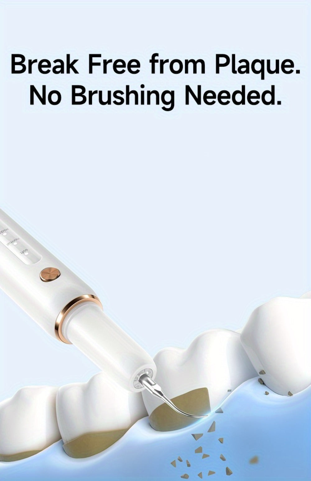 Rechargeable Tooth Cleaner with 5 Speed Modes, IPX6 Splash-Resistant, USB Charging, Mirror And 2 Interchangeable Tips, Tartar Cleaner for Clearing Gaps, Dental Cleaner with LED Light, Dental Cleaner for Stains And Tartar Removal