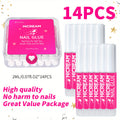Complete Nail Glue Set - Water-Resistant, Unscented Liquid Adhesive for Press On Nails with 2pcs 0.24oz Brush On Nail Glue & 12pcs 0.07oz Bottles - Perfect for Nail Art And DIY Nail Enhancement (14pcs/28pcs)