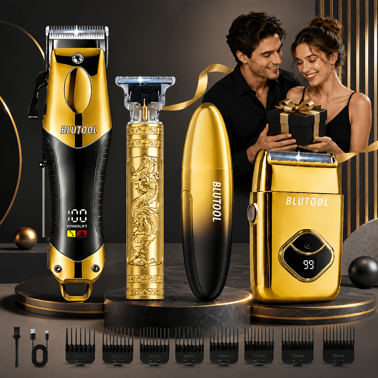 2/4 Piece Men's Grooming Set: Hair Clipper  Electric Shaver. Supports USB Charging, Offers Cordless Portability, Features An LED Display a Precision Grooming Tool Designed Exclusively for Men. The Ideal Gift for A Father, Husband, or Boyfriend.