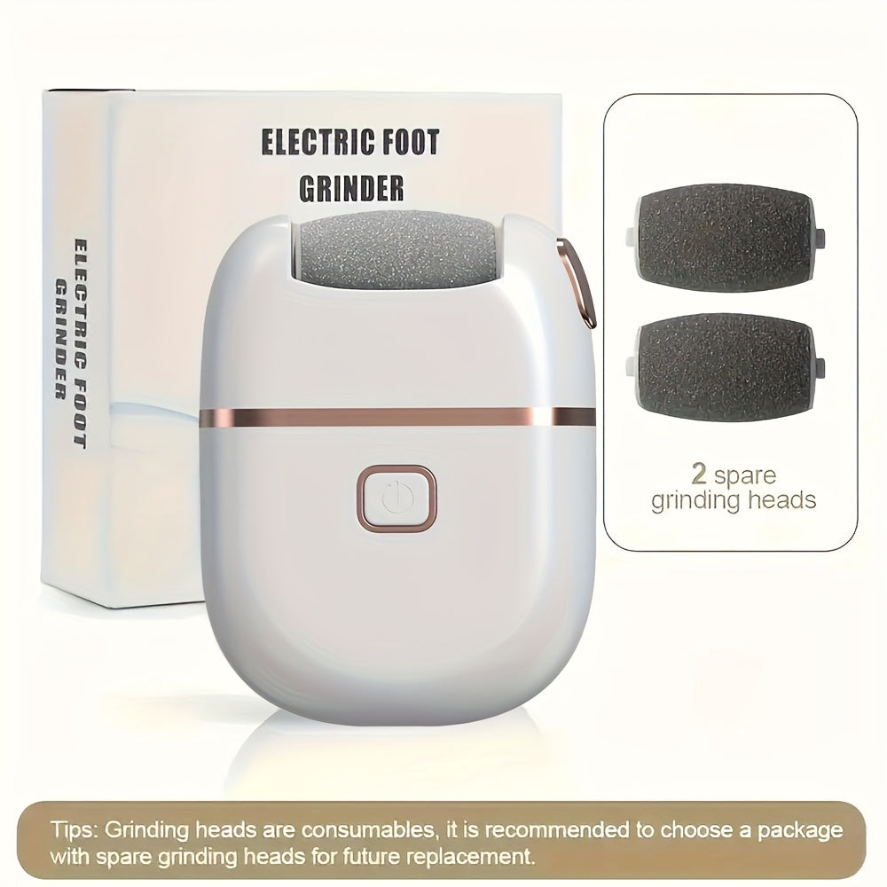 [Three Grinding Heads] Portable Rechargeable Electric Foot Grinder | Two Speeds, Thick Grinding Head for Thick Polishing, USB Charging, Easy to Use for Skin Care of Cracked and Dry Skin, Plastic Material, Battery, Brand: NUAN