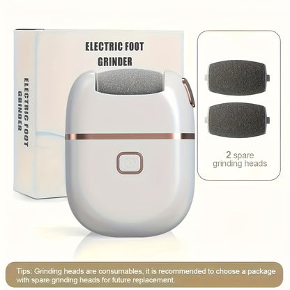 Electric Foot Grinder Rechargeable 3 Grinding Heads 2 Speed Settings USB Charging Portable Callus Remover for Cracked Dry Skin Dead Skin Removal Pedicure Tool