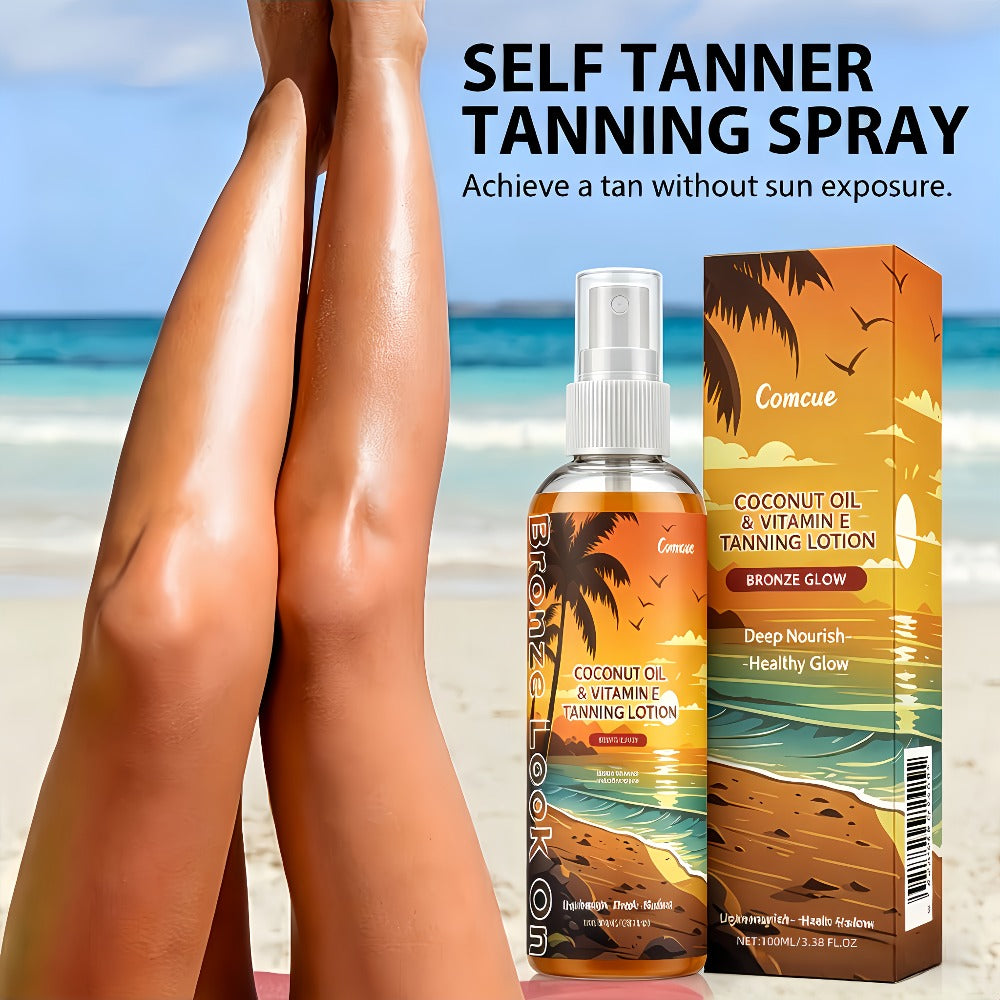 Coconut Oil Self-Tanning Spray: Achieve a Bronze Glow And Get a Sun-Kissed Complexion Quickly And Easily. This Indoor Self-Tanning Spray Provides Hydration And Nourishment, Comes in a Portable Bottle, And Lets You Tan Without The Sun
