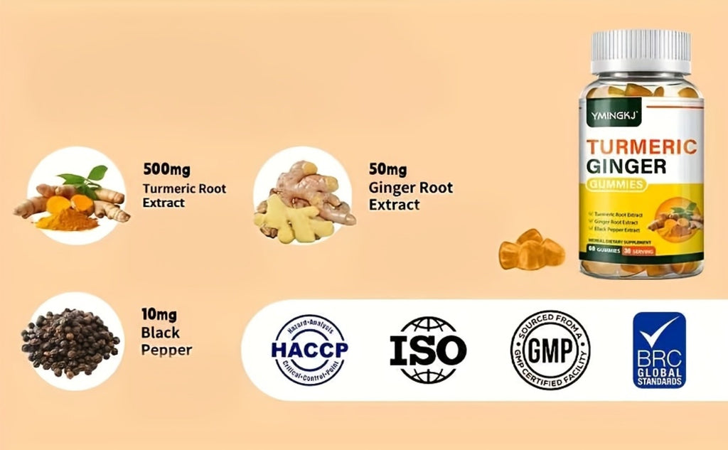 1 Bottle Containing 60pcs High Quality Turmeric Gummies It Contains High Quality Turmeric Black Pepper And Mint It Is A Turmeric Supplement with High Absorption Beneficial for Health