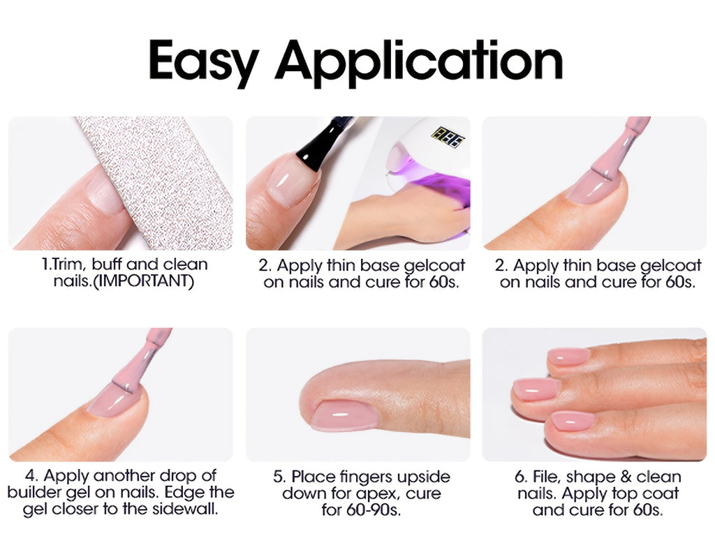 Gellen Builder for Nail Gel, 7-In-1 Clear Gel Builder for Nail Thickening 2pcs, LED for Nail Lamp Cured Hard Gel for Nail Strengthener Extension Gel Base Rhinestone for Nail Glue Gel Soak Off Gel Builder Base for Nail Art, 15Ml 0.51Fl Oz