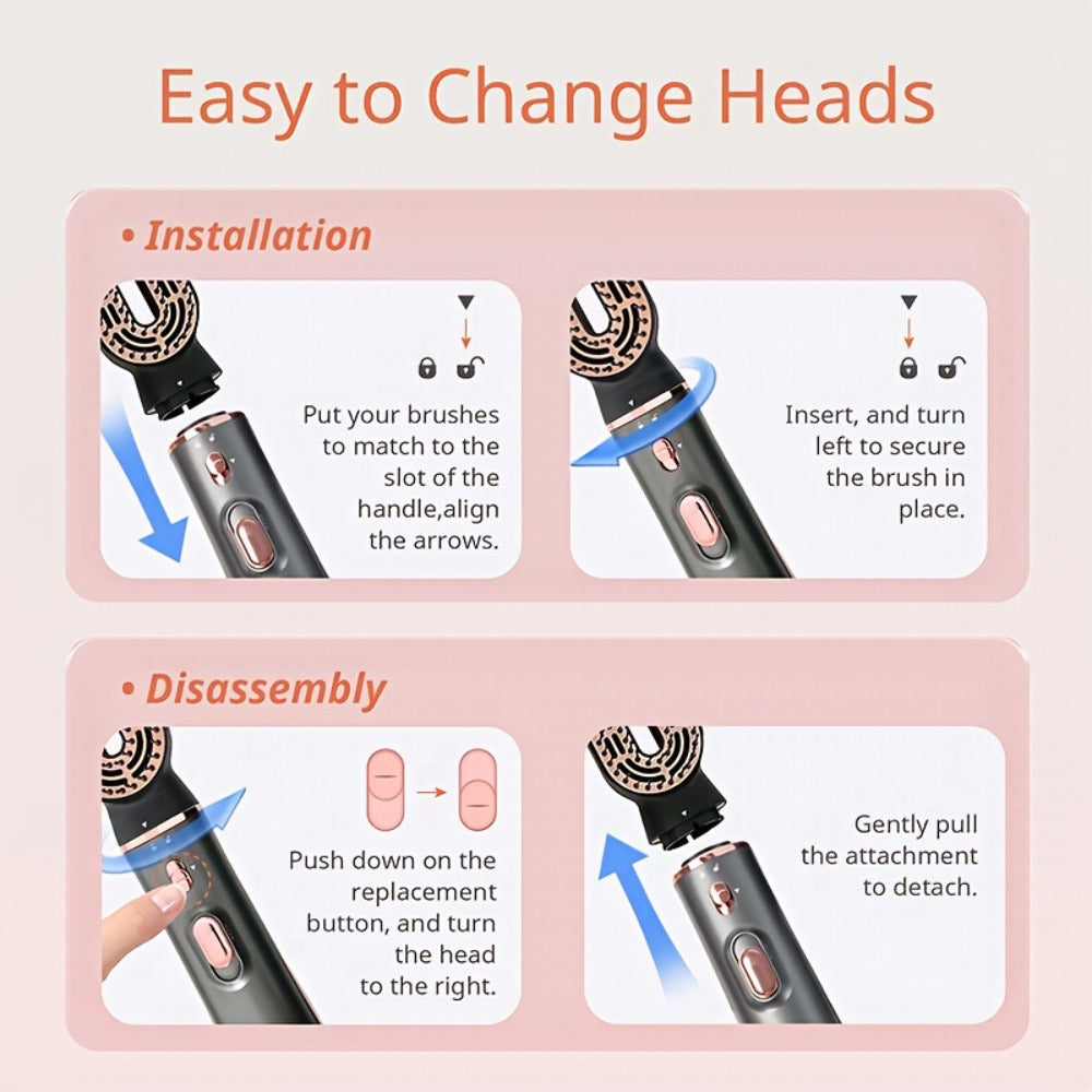 Professional Multi-Functional Hot Air Brush, Negative Ion Tech For Frizz-Free Hot Air, Hair Dryer Brush And Styler, Air Styling Brush Combines, Curling Iron, Massage Straightening Brush, Multiple Temperature & Wind Speed Settings