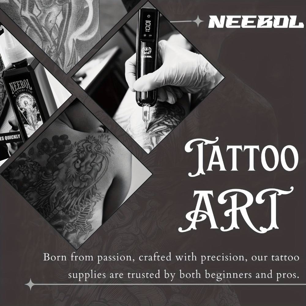 Wireless Rotary Tattoo Pen Machine Neebol Cordless Tattoo Gun with Screen Display Lightweight Upgraded Design with Cartridge Needles for Beginners & Artists