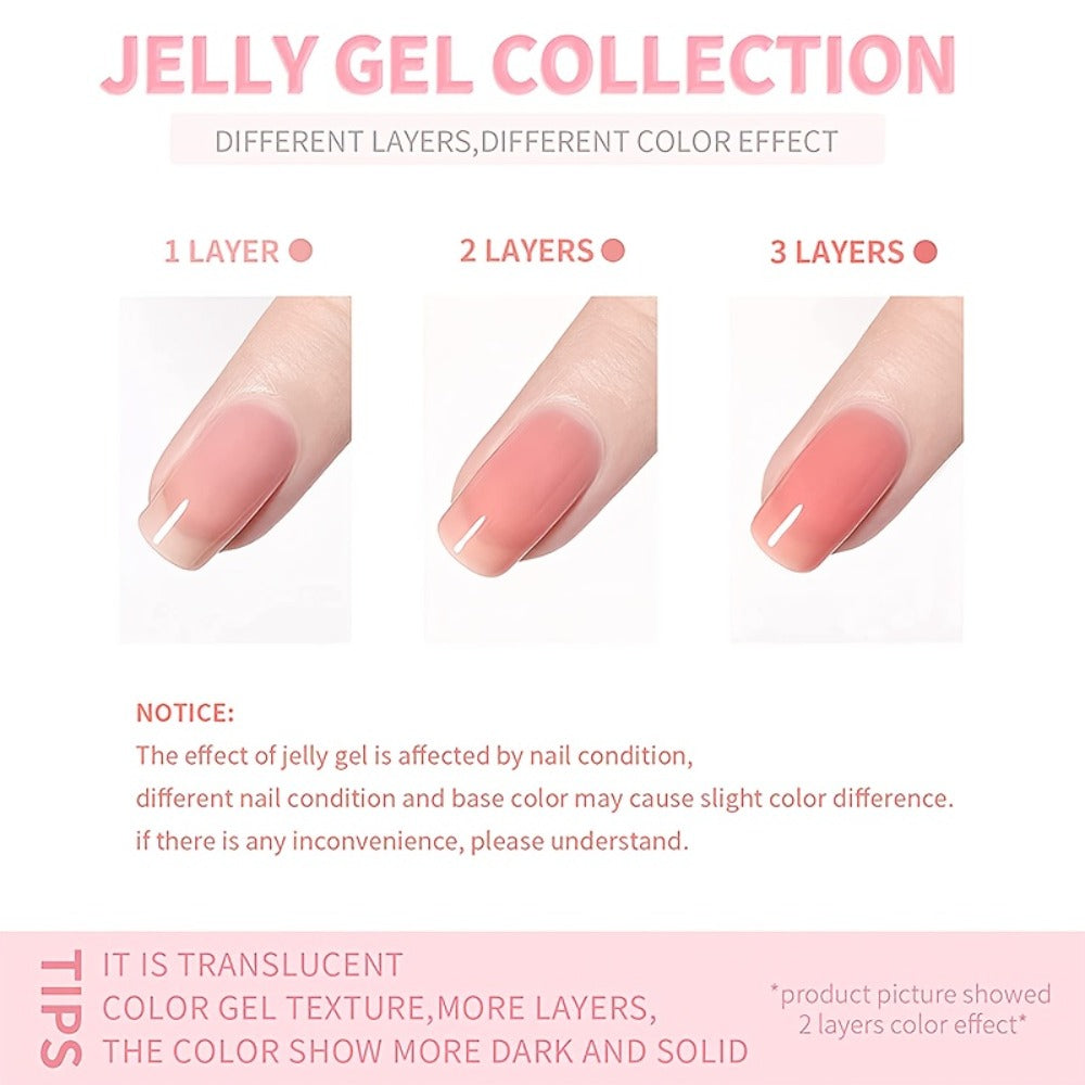 Pink Glitter Jelly Gel Nail Polish, Pink Tone Gel Polish, Works for Nail Arch Shaping And As Color Gel., Suitable for Home, Salons And Nail Art Creation, Modern Light- Gel, Under LED/ Lamp