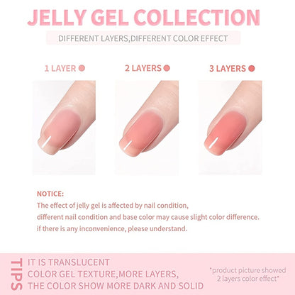 Pink Glitter Jelly Gel Nail Polish – Nail Arch Shaping & Color Gel | Sheer Pink Tone UV/LED Gel | Home & Salon Nail Art | Modern Light Gel for Creative Manicure Designs