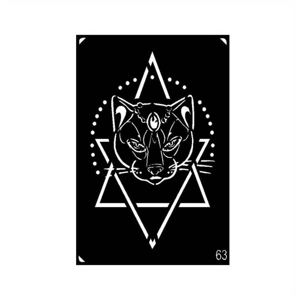 Tattoo Stencil Kit, Reusable Temporary Tattoos Stencils, Airbrush Tattoo Stencil Stickers, Whale Dolphin Cat Deer Wing Crown Creative Cross Moon And Sun Pattern, Tattoos Stencil for Adults And Beach Festivals Parties