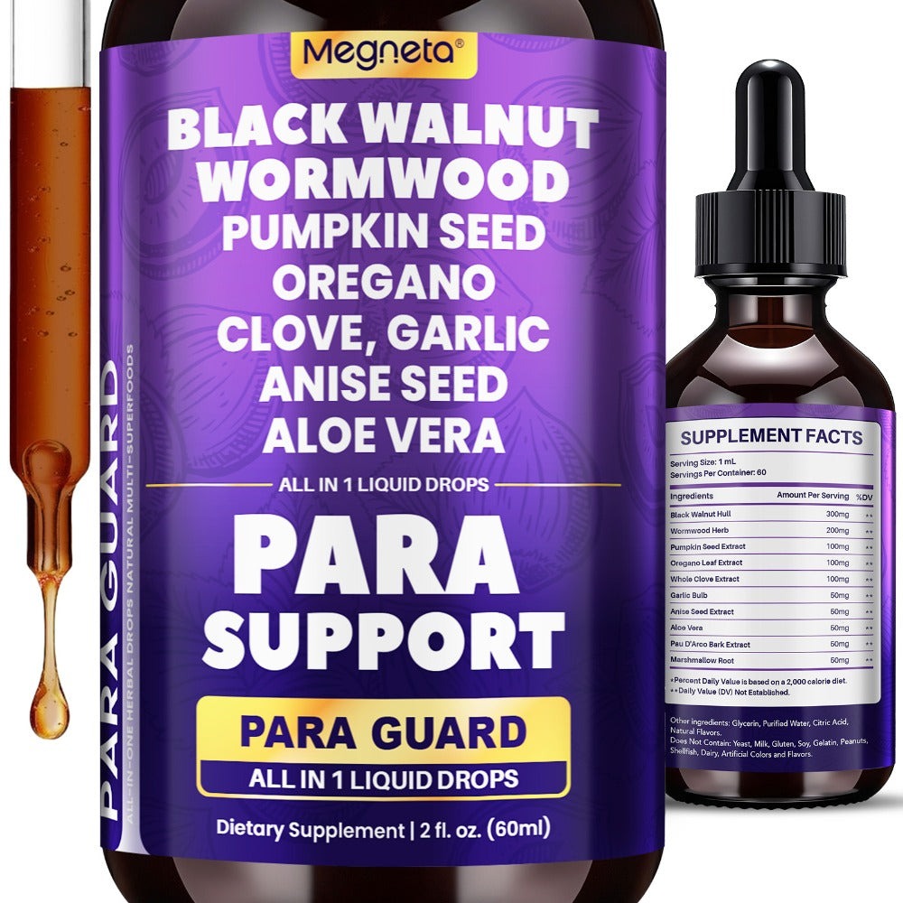 High Potency Herb with Black Walnut Liquid Drops, with Clove, Garlic, Turmeric, Pumpkin Seed, Oregano, Digestive Health Support, Gut-Friendly. 2.03 oz