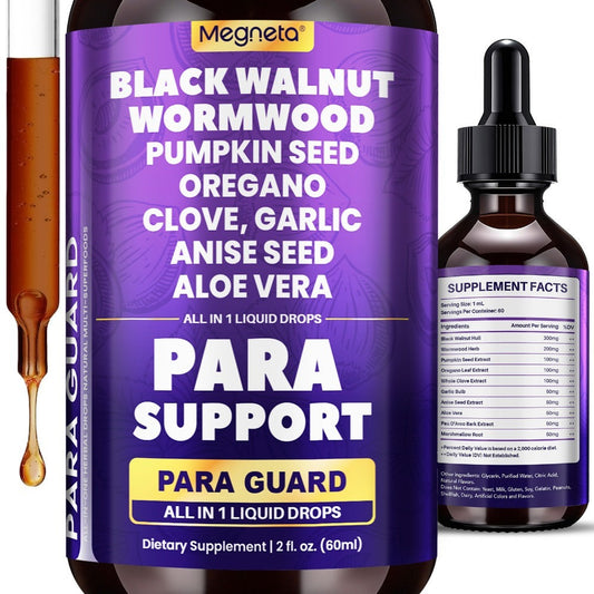 High Potency Herb with Black Walnut Liquid Drops, with Clove, Garlic, Turmeric, Pumpkin Seed, Oregano, Digestive Health Support, Gut-Friendly. 2.03 oz