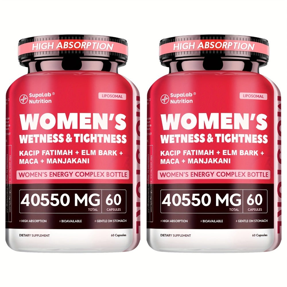 Women's WETNESS & TIGHTNESS Capsules - Natural Hydration & Elasticity, Comfort & Confidence, Postpartum Health- with Kacip Fatimah, Fenugreek, Slippery Elm, Manjakani, And Maca Root, 30 Servings