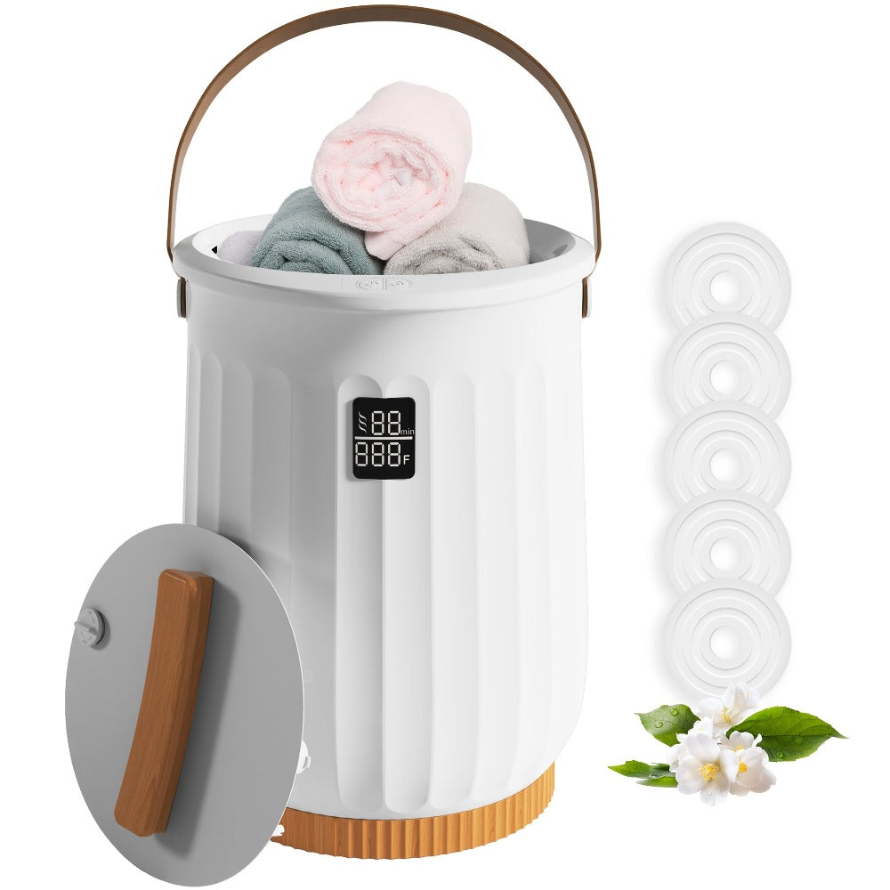 Towel Warmer Bucket Deluxe 20L Digital Display 4 Timer Modes Auto Shut-Off Spa Bathroom Heater for Towels Blankets Robes Lightweight Quiet White
