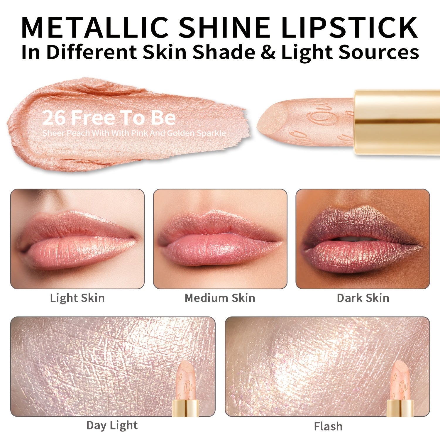 Oulac Metallic Lipstick 3pcs Set, 24-Hour Smudge-Proof & Transfer-Resistant Lip Color, Lightweight Texture, Full-Coverage Lips Makeup, Valentine's Day Gift for Girlfriend, 12.9G/0.45oz