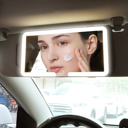 Car Sun Visor Makeup Mirror with LED Lights - USB Powered, 3 Light Modes, Lighted Visor Mirror for Cars Trucks SUVs, Road Trip Vanity Mirror, Gift for Women Female Drivers Christmas Birthday