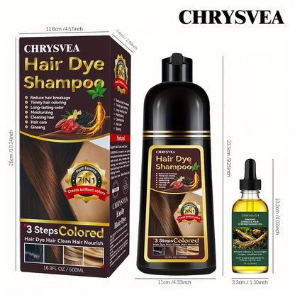 Hair Dye Shampoo & Rosemary Essential Oil Set 7-in-1 — 100% White Hair Coverage, Herbal Formula, Long-Lasting Color, 9 Shades, Unisex, 16.91 oz