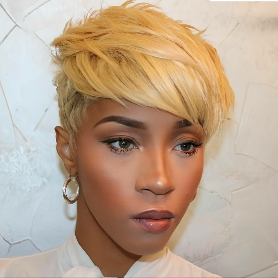 Nicelatus Short Pixie Cut Hair with Bangs Synthetic Wigs for Women Short Hair Wigs for Halloween, Christmas Party, Music Festival