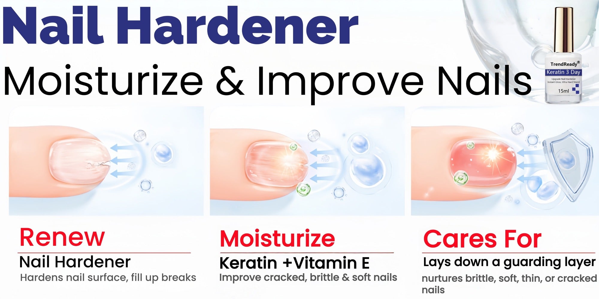 2PCS 0.51oz Nail Hardener | White Nail Hardener Extra Strong For Weak Nails | Long Lasting & Fast Drying Nail Polish For Weak Splitting Break | Manicure Essentials, Nail Care, Smoothes Nails | Halloween Gift, Christmas Gift, Nail Oil