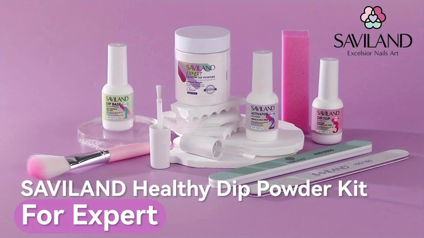 SAVILAND Clear Dip Powder Nail Kit Starter: 60G 2.1Oz Dip Powder for Nails with Dipping Powder Liquid Set Including Dip Base, Activator, And Top Coat. A Professional Dip Nail Kit Ideal for Repairing French Manicures And Nail Art.