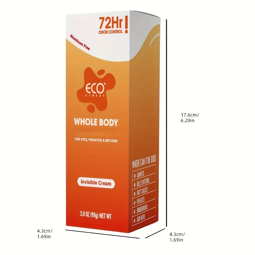 Complete Body Deodorant, Cream Tube, 72 Hours of Odor Protection, Made with Natural Ingredients, Safe for Skin, Scented with Orange And Lavender