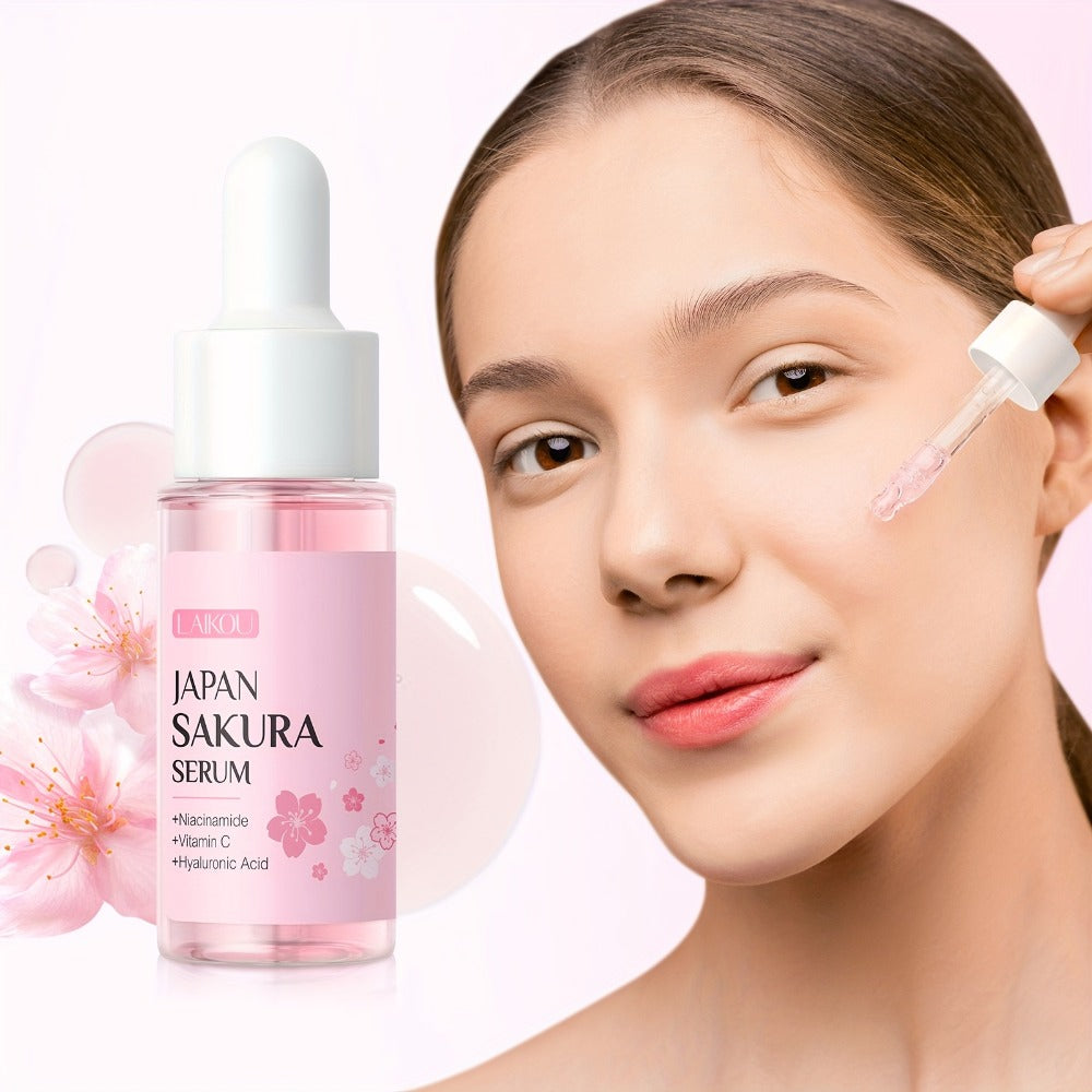 LAIKOU Sakura Gift Box 4pcs Skincare Set, Serum 0.59Fl.Oz, Skin Moisturizer 0.88Oz, Eye Cream 0.53Oz, Soft Foam Facial Wash 1.76Oz, Mother'S Day Gift Set, for Uneven Complexion