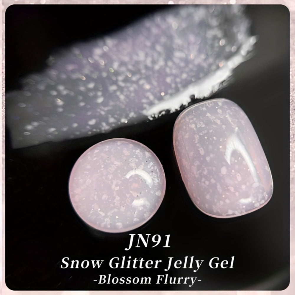 BORN PRETTY 0.34oz Snowflakes Pink Gel Nail Polish Jelly Color Sequins Soak Off Semi Permanent Gel Nails Art Gel Varnish DIY Christmas Nails