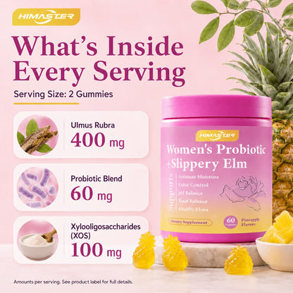 Women's Probiotic Gummies 60-Count Hawaiian Pineapple Flavor | All-in-One Vaginal Health pH Balance & Feminine Wellness | Natural Probiotic Supplement for Active Women