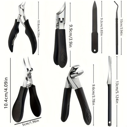 Manicure Pedicure Set 9 Piece Stainless Steel Nail Care Kit Professional Nail Clippers Nail File Cuticle Scissors for Ingrown Thick Toenails Men Women Seniors