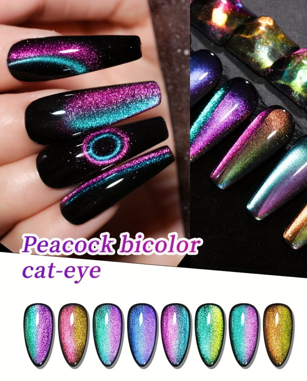 Cat Eye Nail Polish Set 8Colors 0.51oz Reflective Cat'S Eye Nail Gel Soaking LED Gel Salon Female Nail Art Tools Fashion Holographic Nail Art