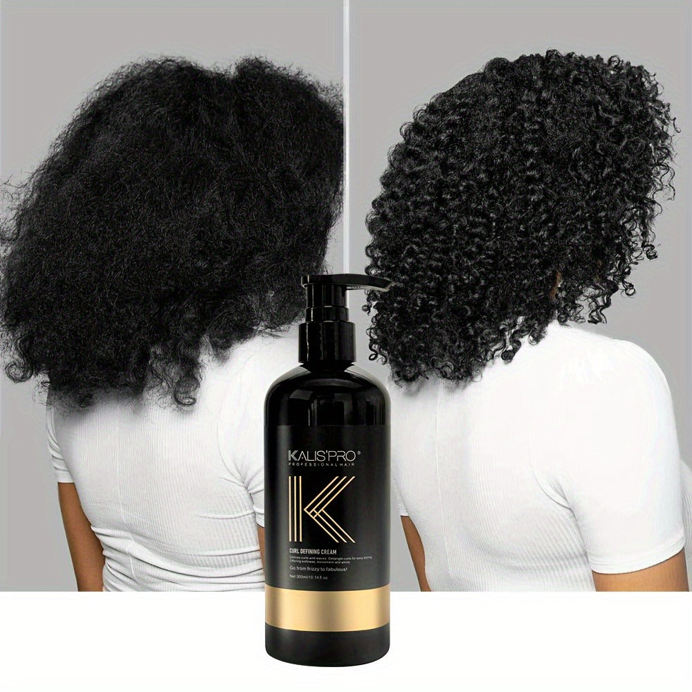 Curl Defining Cream & Detangling Brush Set — Anti-Frizz Curl Enhancer, Long-Lasting Bouncy Curls, Non-Sticky Lightweight Hold, Salon Quality for Curly & Wavy Hair, 10.14 oz