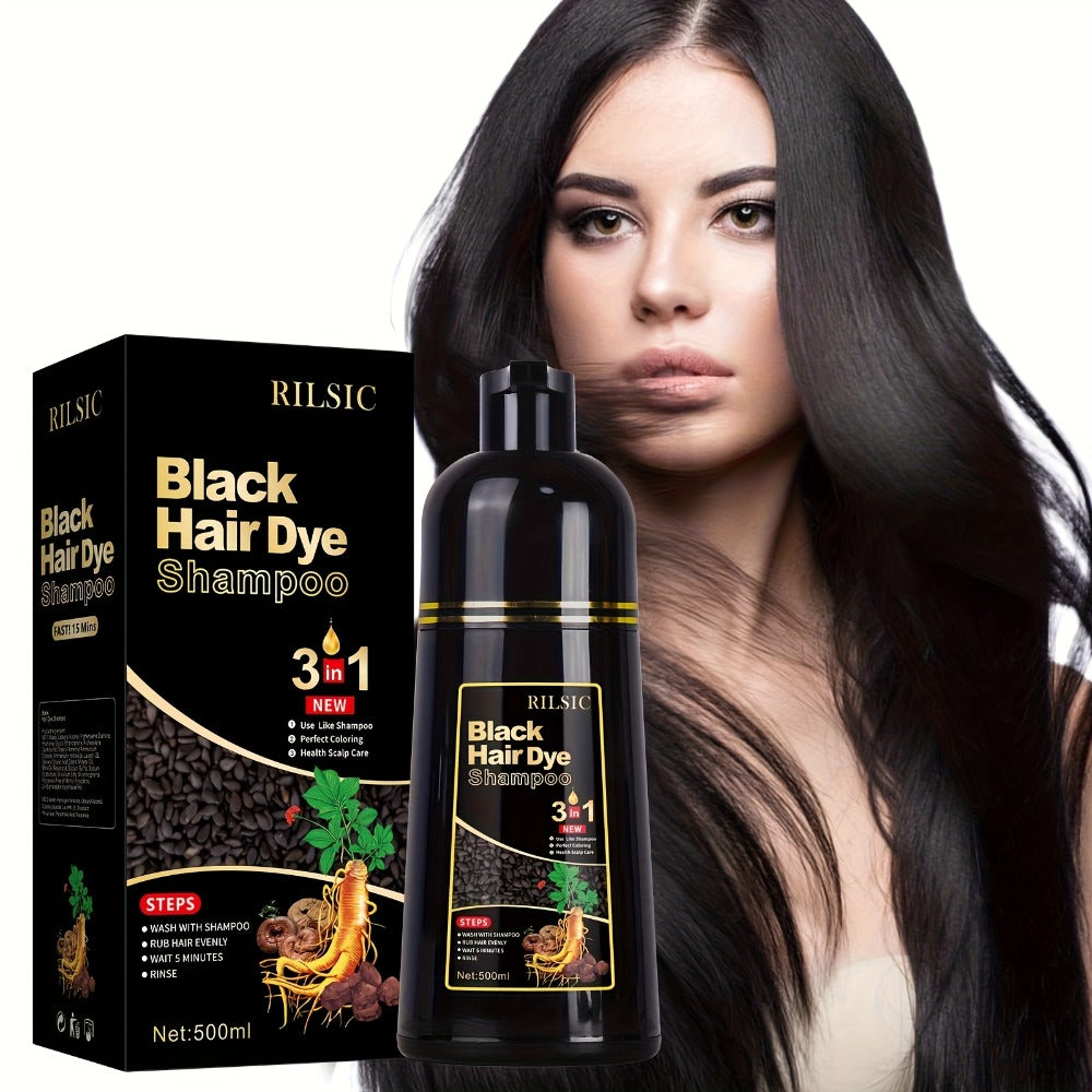 Hair Color Shampoo 3-in-1 Ammonia-Free Gray Coverage Natural Herbal Dye Works in Minutes 30-Day Lasting Color 16.91oz for Men & Women All Hair Types