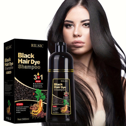 Hair Color Shampoo 3-in-1 Ammonia-Free Gray Coverage Natural Herbal Dye Works in Minutes 30-Day Lasting Color 16.91oz for Men & Women All Hair Types