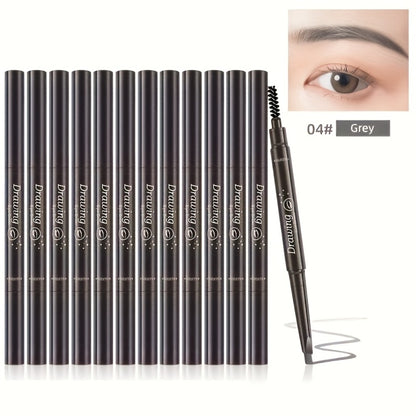 Eyebrow Pencil 12 Pack Double-Headed Automatic Waterproof Brow Pencil with Brush Tip 5 Colors Natural Makeup Long-Lasting Precision Eyebrow Definer for Women