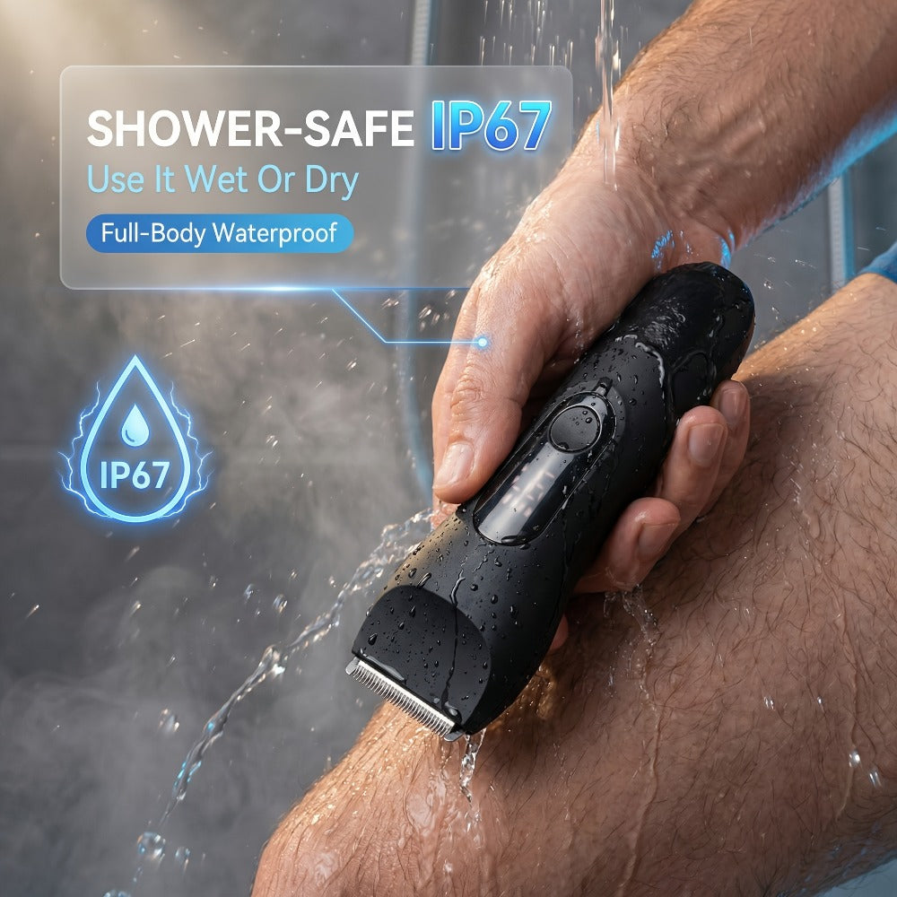 [5-in-1] TAZTIR Men's Beard Trimmer and Full Body Grooming Kit, IP67 Waterproof Electric Razor, Suitable for Facial Beard, Chest Hair, and Private Areas, USB Rechargeable Hair Clipper, LED Display, Skin-Friendly Ceramic Blades Gift Box Set