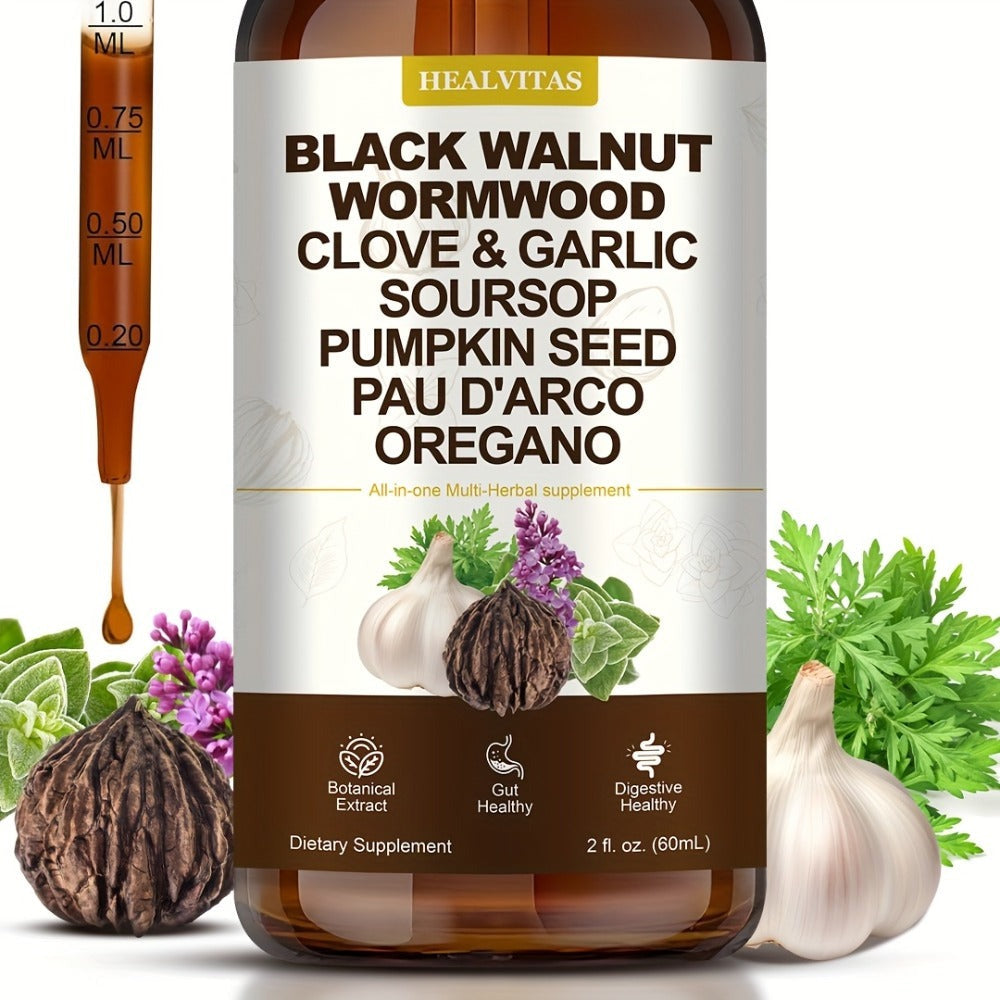 Premium Black Walnut Wormwood Tincture-All-In-One Multi-Herbal Drop, with Oregano Garlic & Berberine, Support Gut Health, Digestive Health, Cleanse, Gut Health Supplement, Gut-Friendly, 2fl.oz