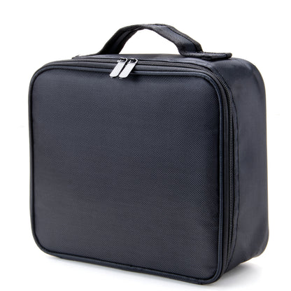 Large Capacity Makeup Bag Women Travel Toiletry Case Durable Fabric Cosmetic Organizer Sturdy Handle Easy Clean Lining for Brushes Lipstick Skincare Beauty Storage Pouch Black 10.24x9.06in