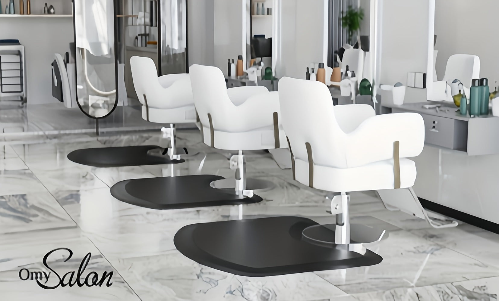 Omysalon Salon Mat for Hair Stylist, Thick Barber Chair Mats with Round Cutout Hair Salon Mats for Hairdresser Standing, Barbershop Beauty Spa Hairdressing Equipment, a Comfortable Gift for Hairdressers