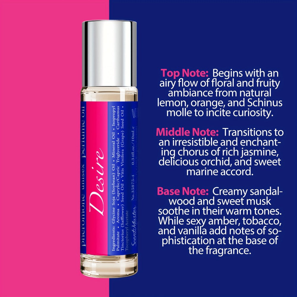 Pheromone Perfume Oil for Women Alcohol-Free Floral Fruity Attract Fragrance 0.34 oz - Unisex Roll-On Cologne Oil, Long Lasting Skin-Safe Scent, Blue Pink Desire Styles Gift