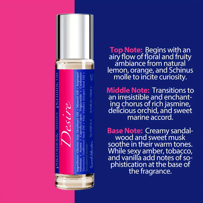 Pheromone Perfume Oil for Women Alcohol-Free Floral Fruity Attract Fragrance 0.34 oz - Unisex Roll-On Cologne Oil, Long Lasting Skin-Safe Scent, Blue Pink Desire Styles Gift