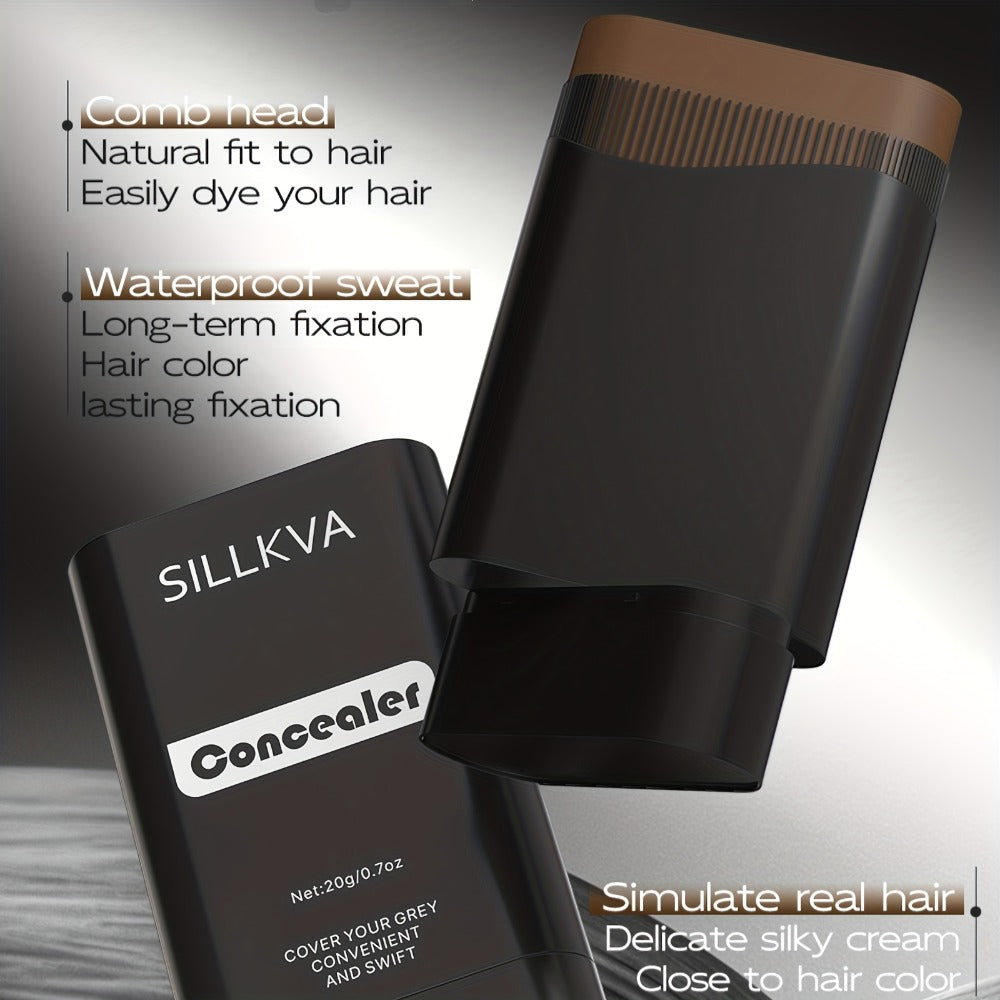 2-Pack SILLKVA Hair & Beard Color Concealer Comb with Fine Teeth | 5 Colors Available for Precise Root Touch-Up And Mustache Coloring | Waterproof Gray Coverage Formula, 0.7oz