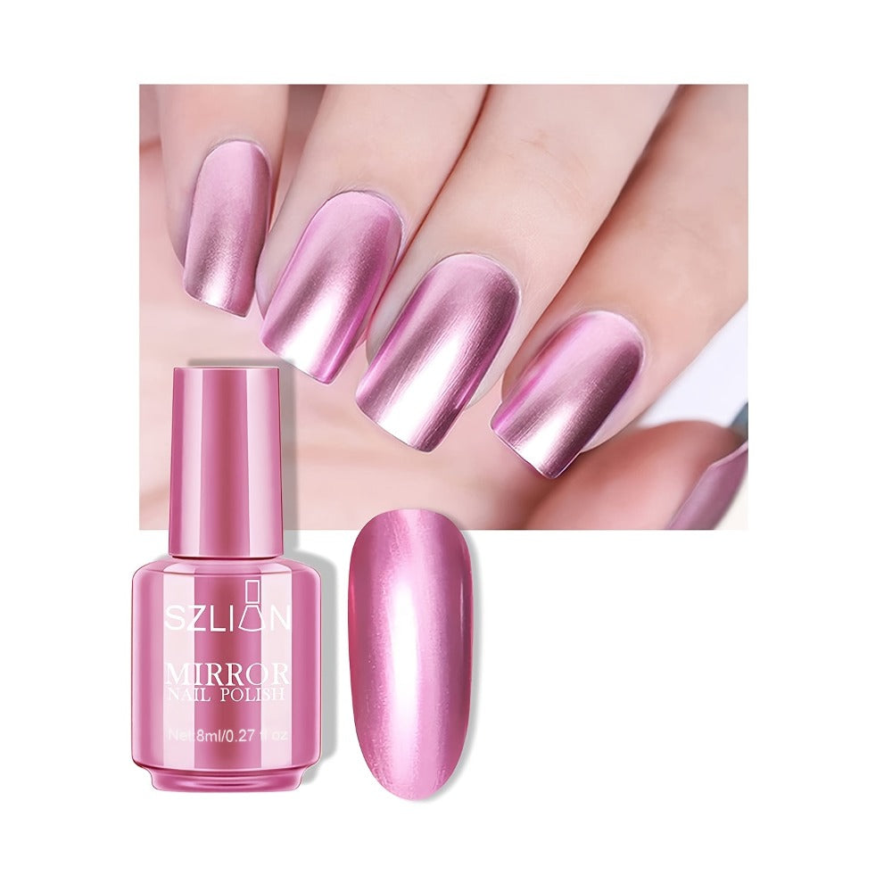 Mirror Nail Polish Set – 3 Colors Metallic Chrome Reflective Finish | Acrylic Nail Art Polish for Salon & Home Manicure | Party, Holiday & Valentine's Day Gift for Women