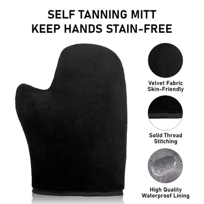 Self Tanner Mousse Set 6-Piece with Tanning Mitt Applicator Kit - Sunless Tanner 1 Hour Fast Tan Long Lasting No Fake Smell Self Tanning Foam 3.38oz
