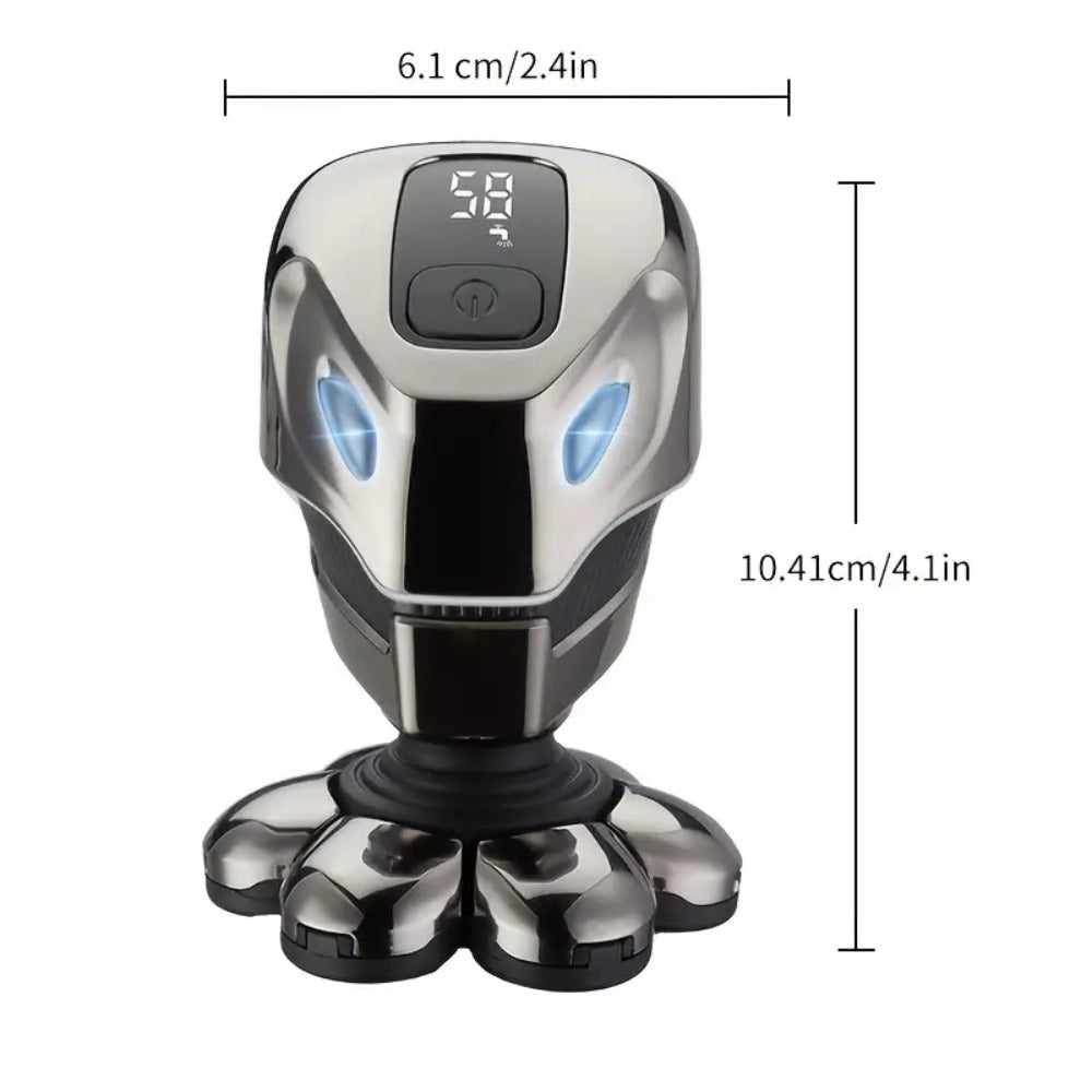 Men's Electric Nine-bit Bald Head Machine, USB Charging, Optional Five-in-one Suit Consisting of Cleanser, Hair Clipper, Cleaning Brush and Nose Hair Cleaner, a Set of Multi-purpose, Suitable for Personal Use or Gift Giving.